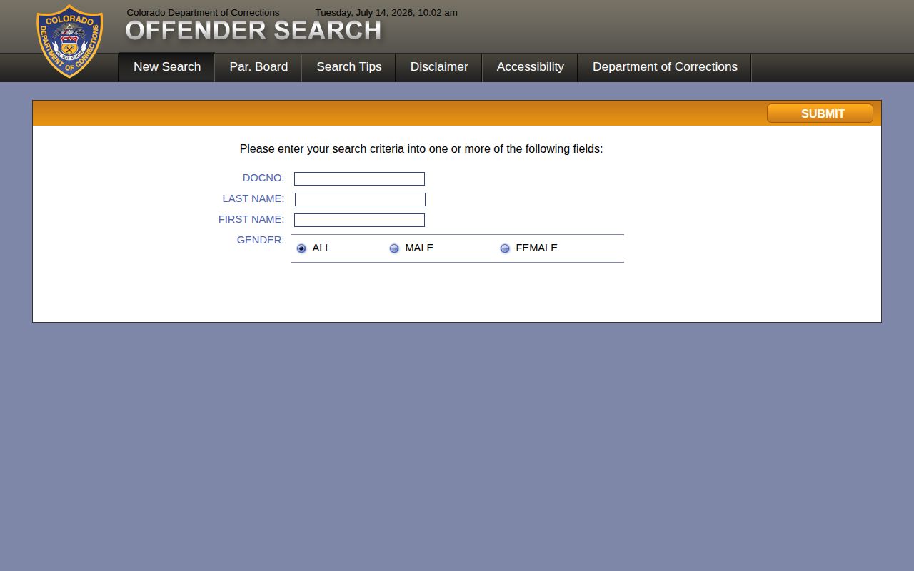 Custer County released inmates CDOC offender search screen